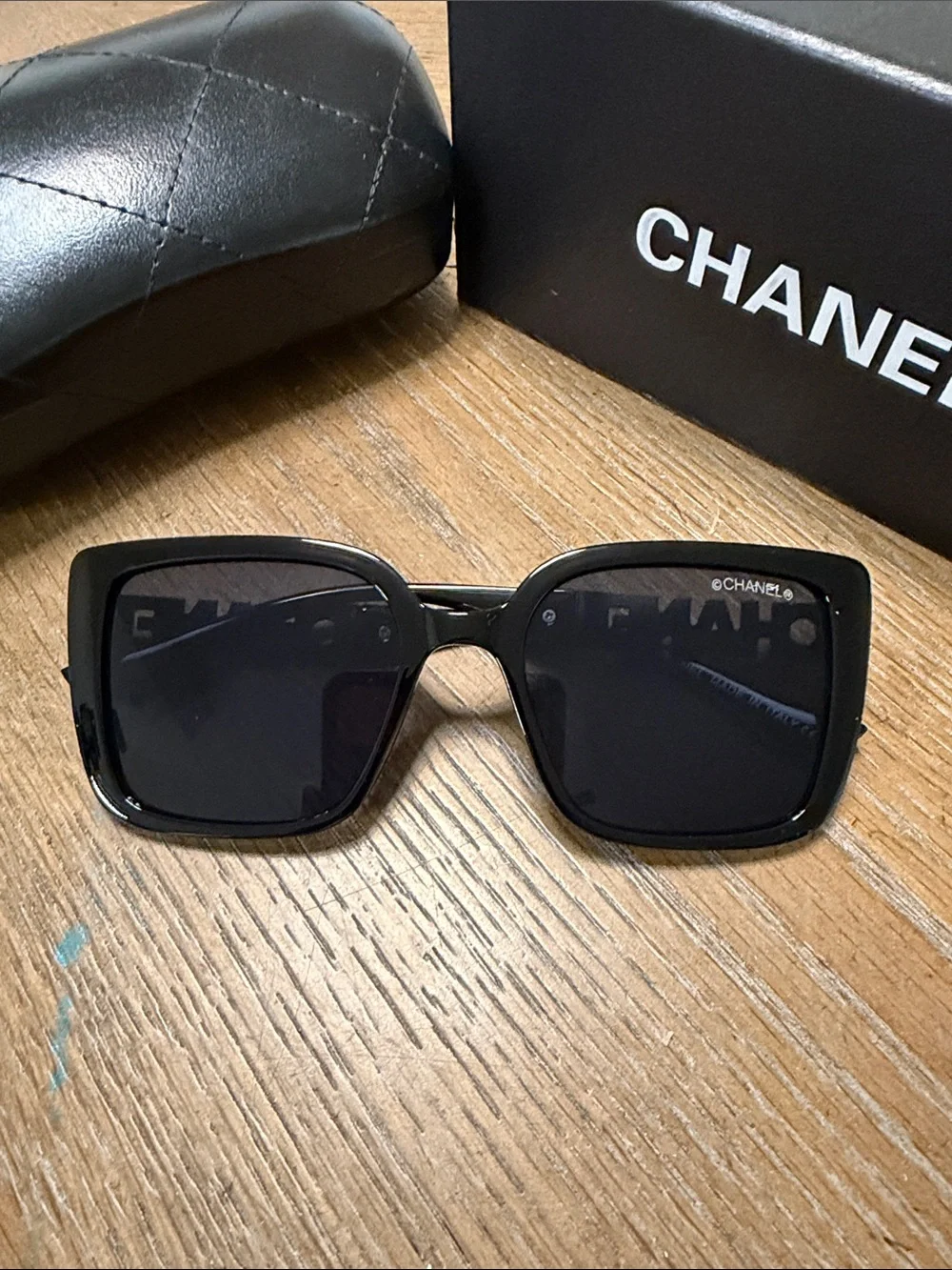 CHANEL Black Square Oversized Sunglasses